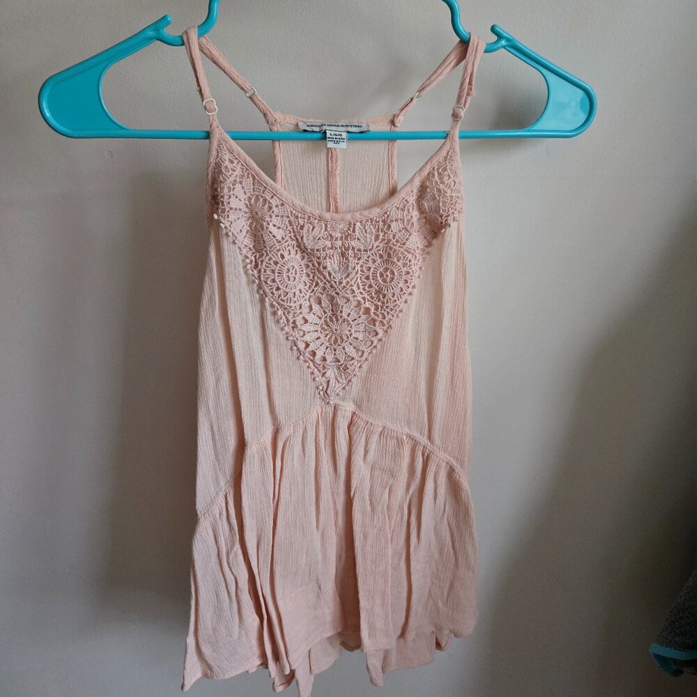 Peach Camisole with Lace Detail - American Eagle, Size L
